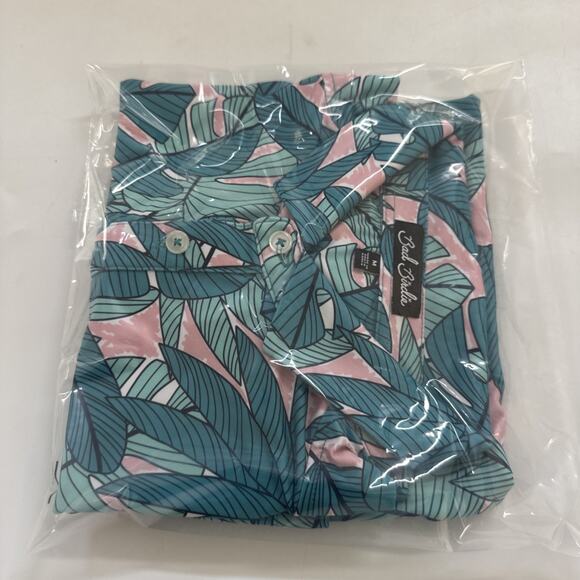 Bad Birdie Polo Shirt Medium Floral Hawaiian Performance Golf Leaves Aloha - Picture 10 of 10